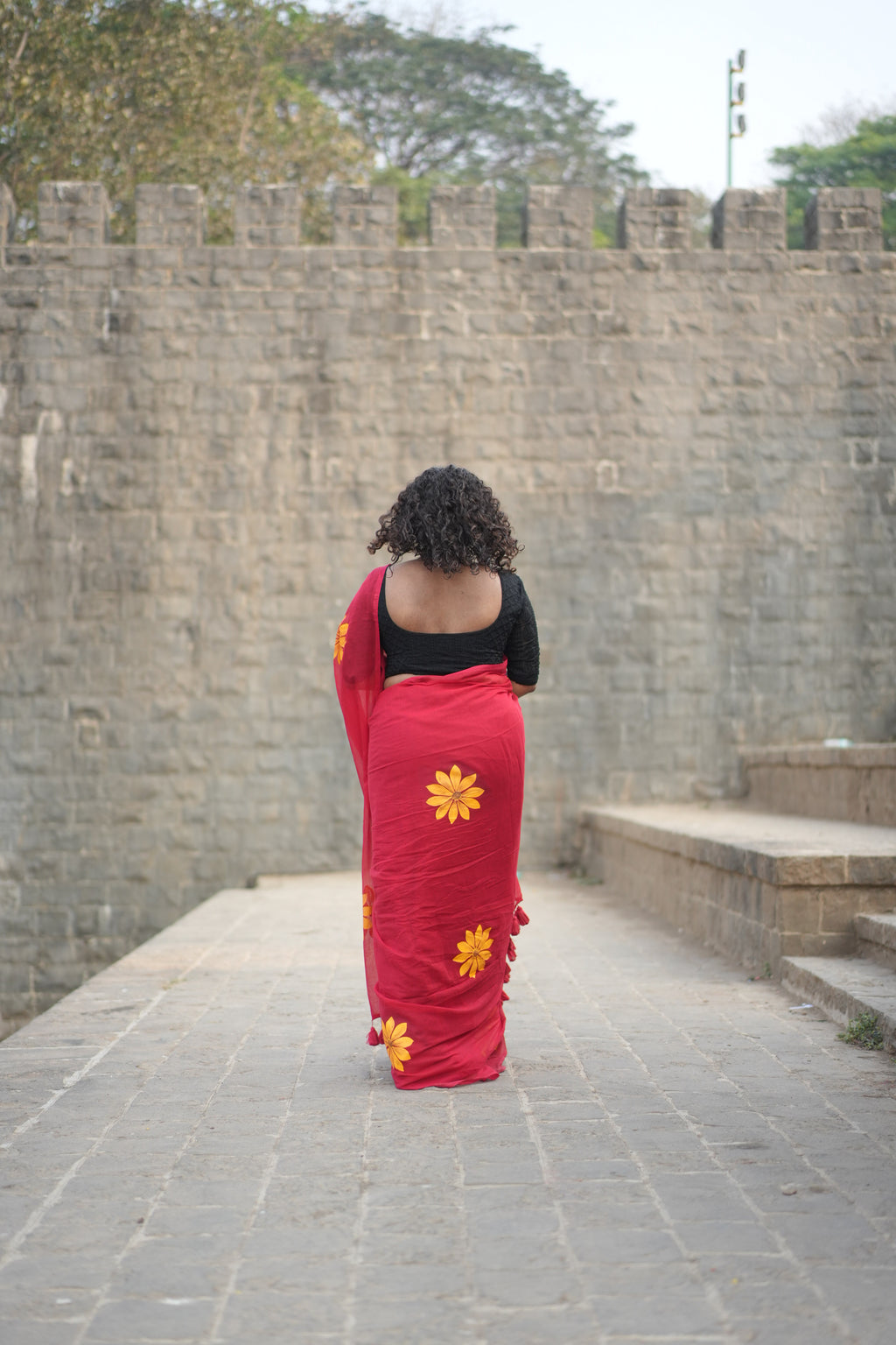 Hand print on Mulcotton Saree