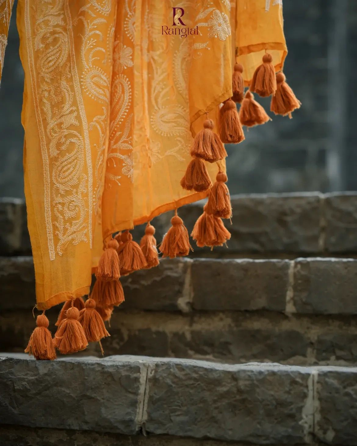 Handwoven Chikankari Embroidery on Mulcotton Saree