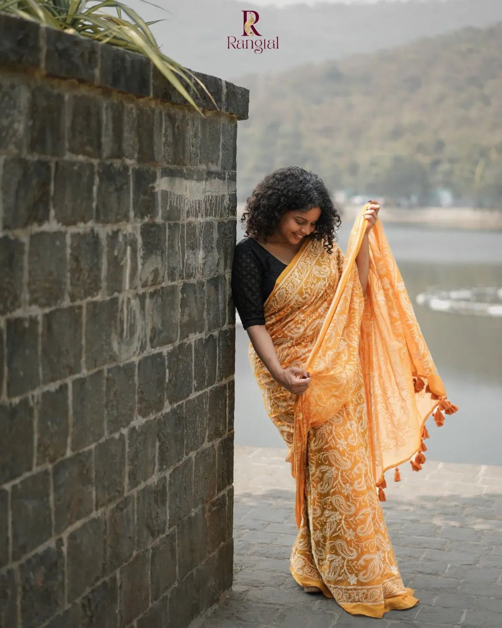 Handwoven Chikankari Embroidery on Mulcotton Saree