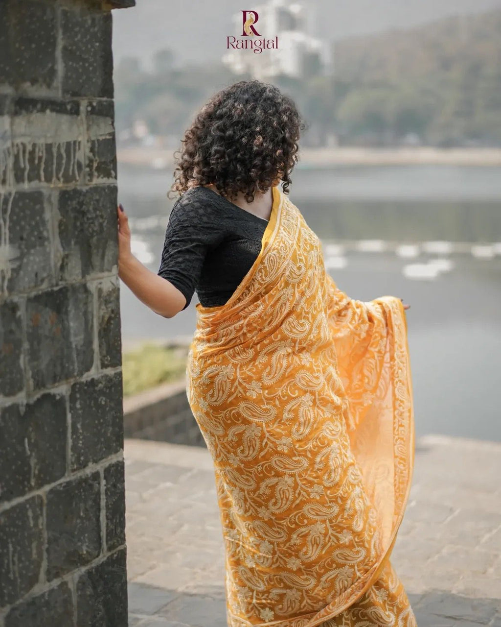 Handwoven Chikankari Embroidery on Mulcotton Saree