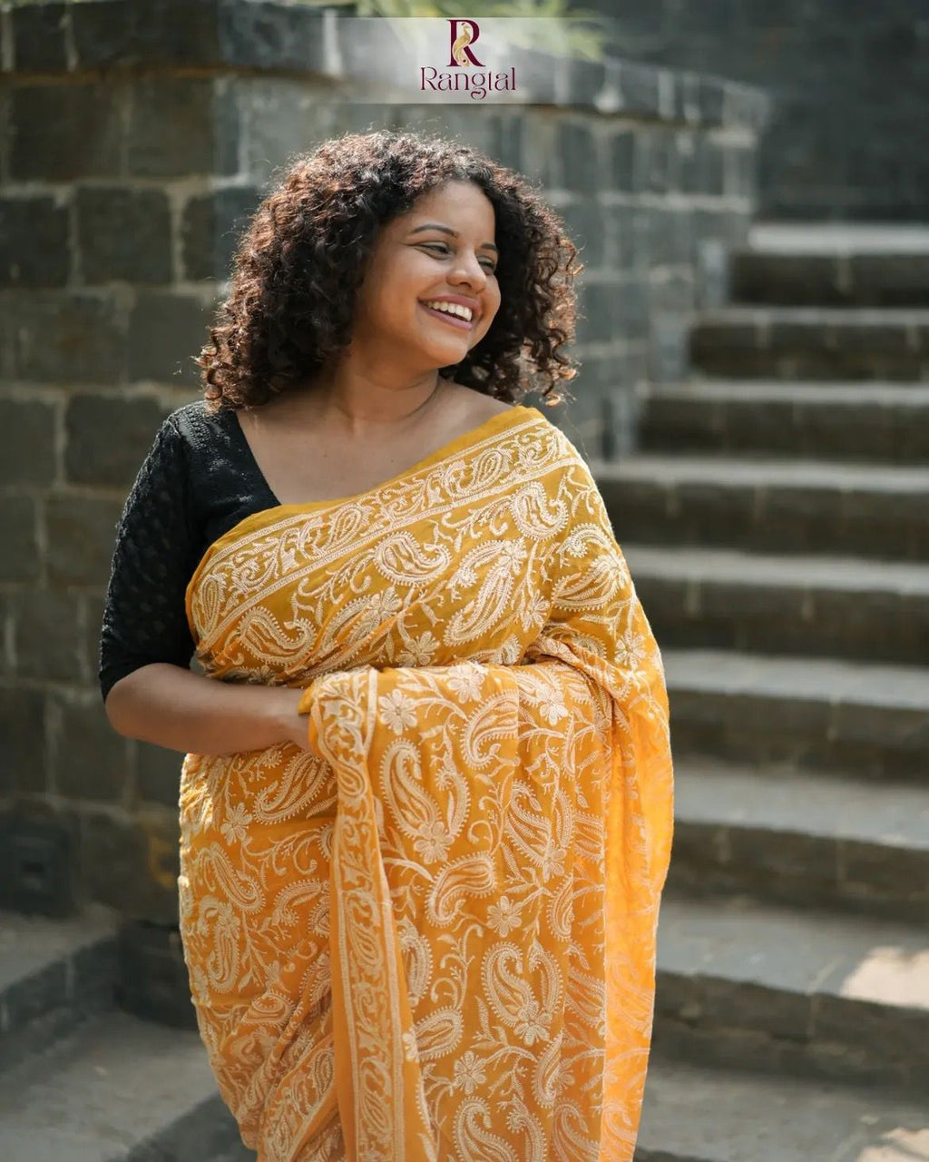Handwoven Chikankari Embroidery on Mulcotton Saree